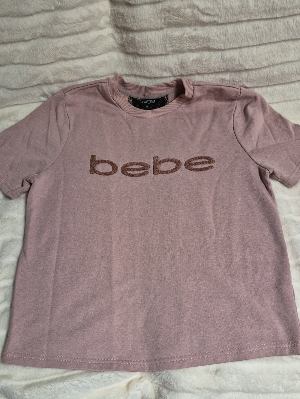 bebe Dusty Rose Logo Short Sleeve Tee